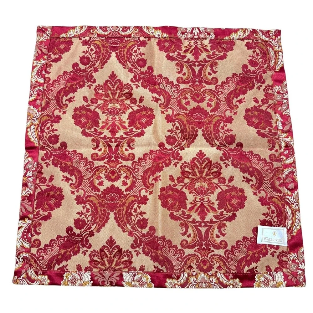 Waterford Dinner Napkins Red Gold Damask Brocade Set of 13 Vintage 2003 EUC